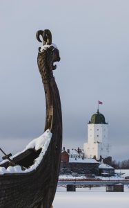 Viking Dragon Boat with Norwegian flag